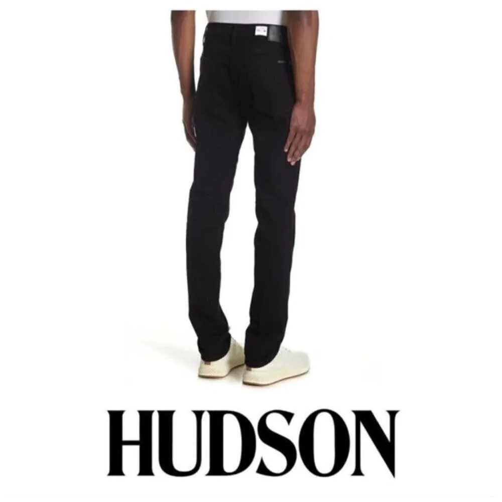 Hudson Jeans Mens Black Denim Blake Slim Fit Straight Leg Jeans Sz 30 x 34 New